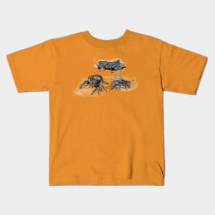 insects illustration, bee, spider and grasshopper Kids T-Shirt